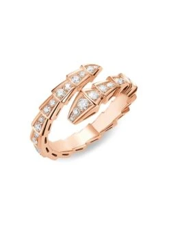 Bvlgari Serpenti Viper 18K Rose Gold & Pavè Diamond Ring