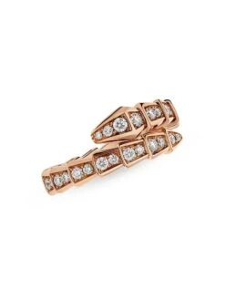 Bvlgari Serpenti Viper 18K Rose Gold & Pavè Diamond Ring -Fashion Jewelry & Accessories 0400010132217 ROSEGOLD A3