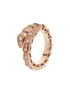Bvlgari Serpenti Viper 18K Rose Gold & Pavè Diamond Ring -Fashion Jewelry & Accessories 0400010132217 ROSEGOLD A4