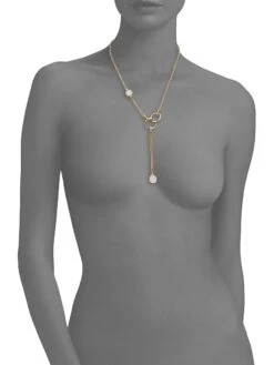 Pomellato Nudo 18K Rose & White Gold, Diamond, Topaz & Mother-Of-Pearl Lariat Necklace -Fashion Jewelry & Accessories 0400010466785 A1