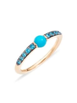 Pomellato M'ama Non M'ama 18K Rose-Gold Turquoise & Blue Zircon Ring