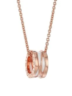 Bvlgari B.zero1 Design Legend 18K Rose Gold & White Ceramic Necklace