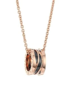 Bvlgari B.zero1 Design Legend 18K Rose Gold & Black Ceramic Necklace