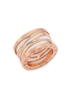 Bvlgari B.zero1 Design Legend 18K Rose Gold & White Ceramic 4-Band Ring
