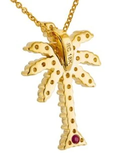 Tiny Treasures 18K Gold & Diamond Palm Tree Necklace -Fashion Jewelry & Accessories 0400010849002 YELLOWGOLD A3