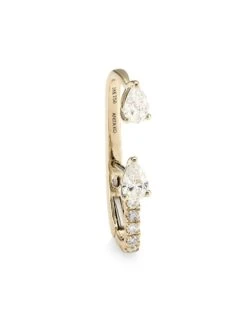 18K Yellow Gold & Diamond Single Lobe Huggie Earring