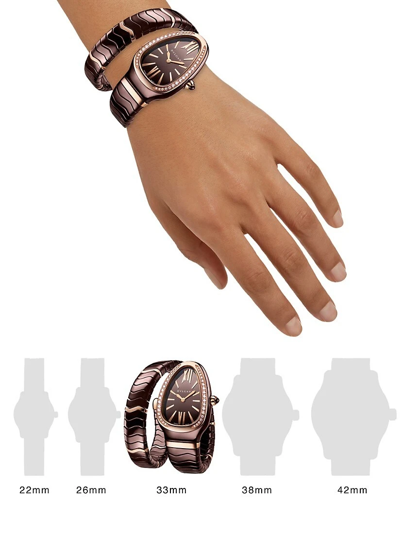 Bvlgari Serpenti Tubogas Rose Gold, Brown Ceramic & Diamond Single Twist Watch/33MM 4 Bvlgari Serpenti Tubogas Rose Gold, Brown Ceramic & Diamond Single Twist Watch/33MM - Image 2