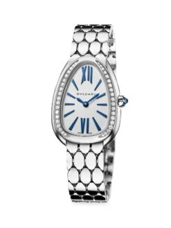 Bvlgari Serpenti Seduttori 18K White Gold & Diamond Bracelet Watch