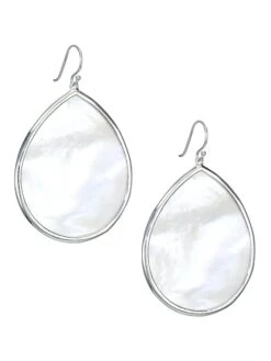 Polished Rock Candy Large Sterling Silver & Mother-Of-Pearl Teardrop Earrings