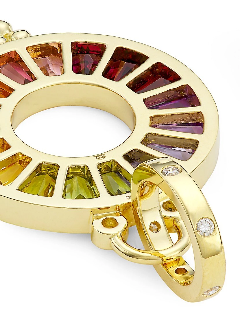 Celestial 18K Yellow Gold, Diamond & Multi-Stone Small Color Wheel Pendant 5 Celestial 18K Yellow Gold, Diamond & Multi-Stone Small Color Wheel Pendant - Image 3