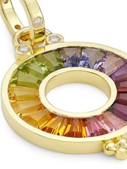 Celestial 18K Yellow Gold, Diamond & Multi-Stone Small Color Wheel Pendant 9 Celestial 18K Yellow Gold, Diamond & Multi-Stone Small Color Wheel Pendant -Fashion Jewelry & Accessories 0400011447301 MULTI A3