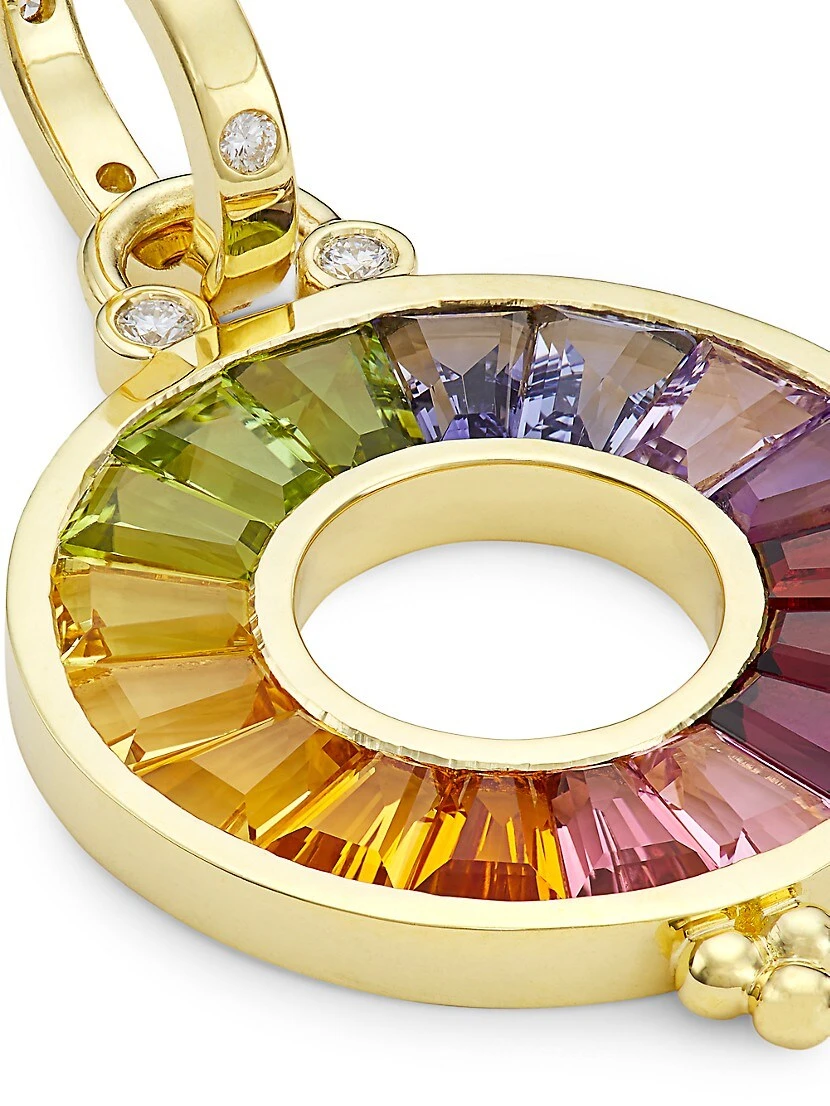 Celestial 18K Yellow Gold, Diamond & Multi-Stone Small Color Wheel Pendant 6 Celestial 18K Yellow Gold, Diamond & Multi-Stone Small Color Wheel Pendant - Image 4