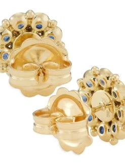 Celestial 18K Yellow Gold, Moonstone & Blue Sapphire Stella Cluster Earrings -Fashion Jewelry & Accessories 0400011447373 YELLOWGOLD A2