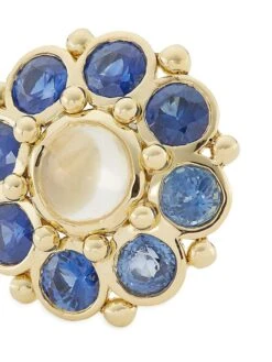 Celestial 18K Yellow Gold, Moonstone & Blue Sapphire Stella Cluster Earrings -Fashion Jewelry & Accessories 0400011447373 YELLOWGOLD A3