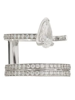 18K White Gold & Diamond Openwork Three-Row Ring -Fashion Jewelry & Accessories 0400011571433 A3