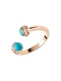 Possession 18K Rose Gold, Turquoise & Diamond Open Ring