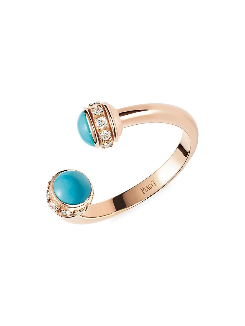 Possession 18K Rose Gold, Turquoise & Diamond Open Ring 3 Possession 18K Rose Gold, Turquoise & Diamond Open Ring