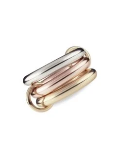 18K Two-Tone Gold & Sterling Silver 3-Link Ring