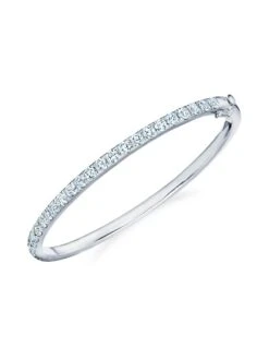 Stackable 18K White Gold & Diamond Pavé Slim Hinged Bangle Bracelet 7 Stackable 18K White Gold & Diamond Pavé Slim Hinged Bangle Bracelet -Fashion Jewelry & Accessories 0400012041248 A2