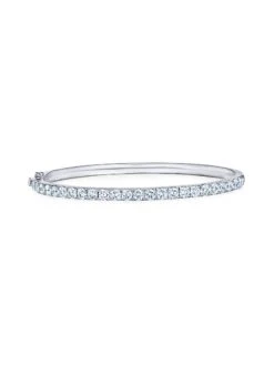 Stackable 18K White Gold & Diamond Pavé Slim Hinged Bangle Bracelet
