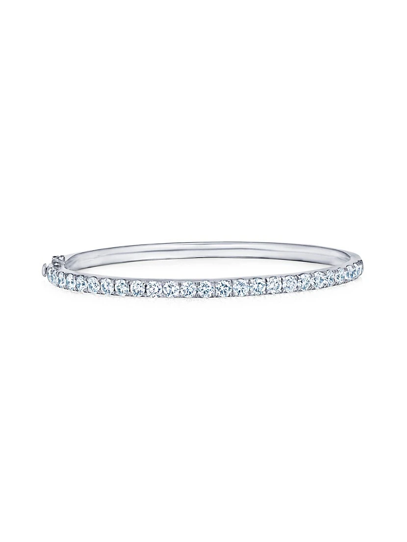 Stackable 18K White Gold & Diamond Pavé Slim Hinged Bangle Bracelet 3 Stackable 18K White Gold & Diamond Pavé Slim Hinged Bangle Bracelet