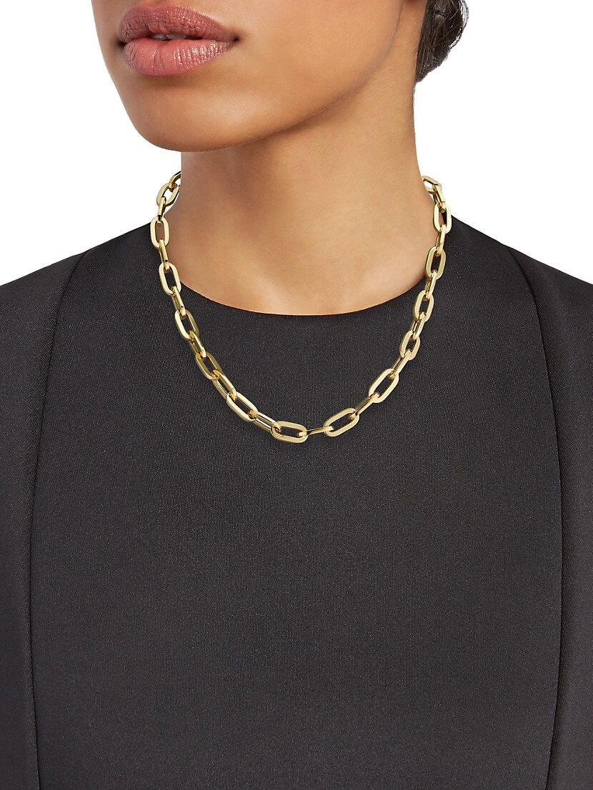 18K Yellow Gold Flat Oval-Link Chain Necklace, 17" 4 18K Yellow Gold Flat Oval-Link Chain Necklace, 17" - Image 2