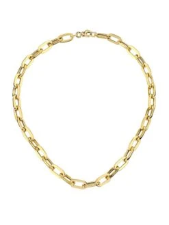 18K Yellow Gold Flat Oval-Link Chain Necklace, 17"