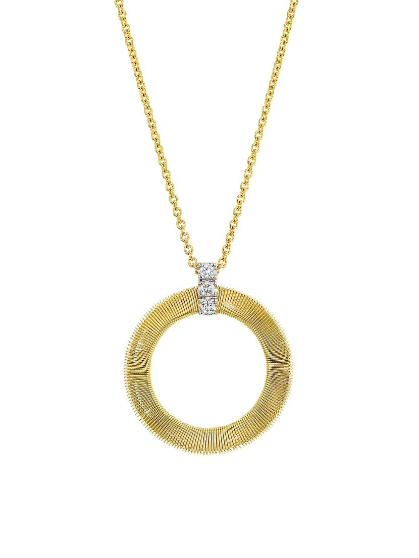 Masai 18K Yellow Gold & Diamond Coil Circle Pendant Necklace 3 Masai 18K Yellow Gold & Diamond Coil Circle Pendant Necklace