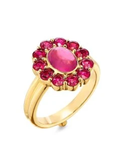 Dreamcatcher 18K Yellow Gold, Ruby & Pink Tourmaline Ring