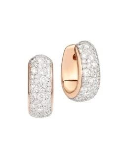 Pomellato Iconica 18K Rose Gold & Diamond Huggie Hoop Earrings