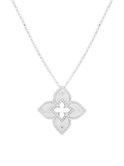 Petite Venetian 18K White Gold & Diamond Pendant Necklace