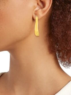 Designer 18K Yellow Gold Tapered Teardrop Hoop Earrings -Fashion Jewelry & Accessories 0400012492738 A1