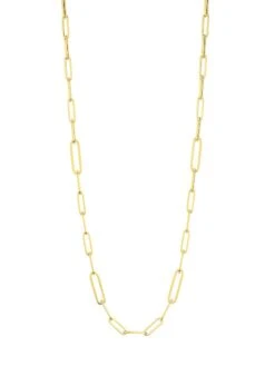 18K Yellow Gold Oval Paperclip Chain Necklace, 22"