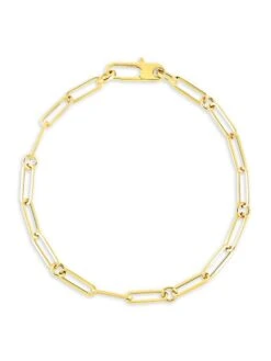 18K Yellow Gold Paperclip Chain Bracelet