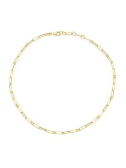 18K Yellow Gold Paperclip Chain Necklace, 17"