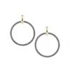 Two-Tone & Grey Diamond Double-Hoop Huggie Earrings 2 Two-Tone & Grey Diamond Double-Hoop Huggie Earrings -Fashion Jewelry & Accessories 0400012532097