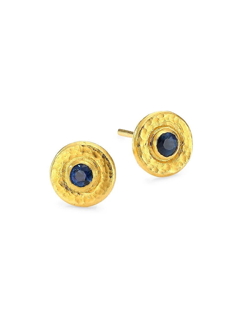 Rain 24K Yellow Gold & Blue Sapphire Stud Earrings 3 Rain 24K Yellow Gold & Blue Sapphire Stud Earrings