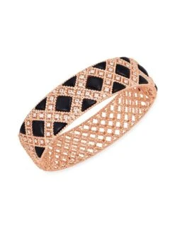 Palazzo Ducale 18K Rose Gold, Black Jade & Diamond Bangle
