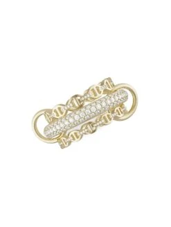 Microdame 18K Yellow Gold, Sterling Silver & Diamond 3-Link Ring