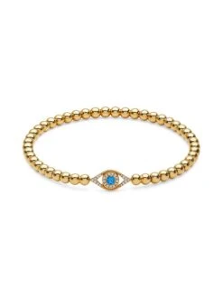 18K Goldplated Sterling Silver Cubic Zirconia Evil Eye Bracelet