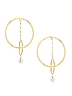 Turn Around 18K Yellow Gold & Diamond Hoop Earrings