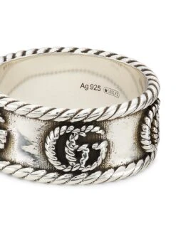 Gucci Ring In Aged Sterling Silver With Double G Detail -Fashion Jewelry & Accessories 0400012938707 SILVER A2