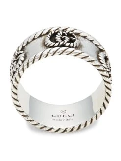 Gucci Ring In Aged Sterling Silver With Double G Detail -Fashion Jewelry & Accessories 0400012938707 SILVER A3