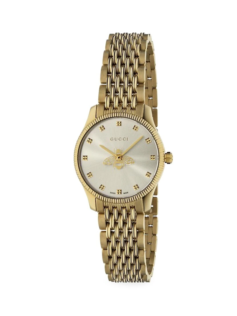 Gucci G-Timeless Slim Yellow Gold PVD Stainless Steel Bracelet Watch 3 Gucci G-Timeless Slim Yellow Gold PVD Stainless Steel Bracelet Watch