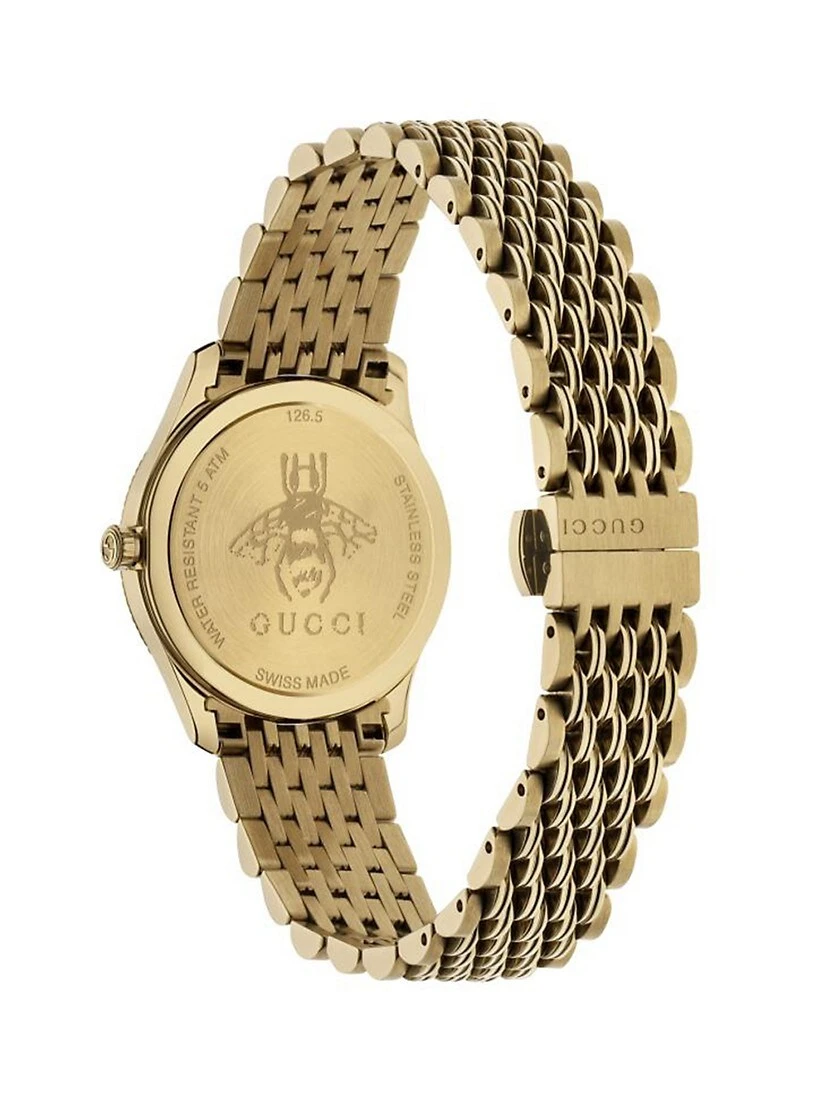 Gucci G-Timeless Slim Yellow Gold PVD Stainless Steel Bracelet Watch 5 Gucci G-Timeless Slim Yellow Gold PVD Stainless Steel Bracelet Watch - Image 3