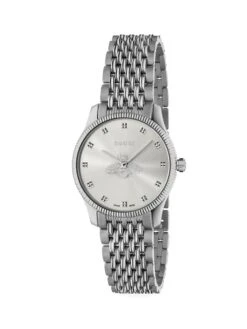 Gucci G-Timeless Slim Silver Dial Stainless Steel Bracelet Watch