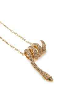 Snake 18K Yellow Gold, Diamond & Tsavorite Pendant Necklace -Fashion Jewelry & Accessories 0400013045067 A2