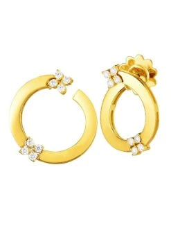 Love In Verona 18K Yellow Gold & Double Diamond Front-Facing Hoop Earrings