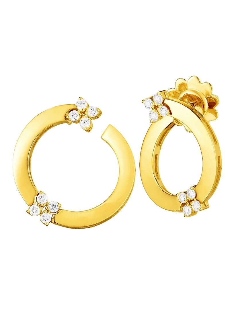 Love In Verona 18K Yellow Gold & Double Diamond Front-Facing Hoop Earrings 3 Love In Verona 18K Yellow Gold & Double Diamond Front-Facing Hoop Earrings
