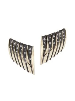 Coucher De Soleil 18K White Gold, Bronze & White Diamond Earclips